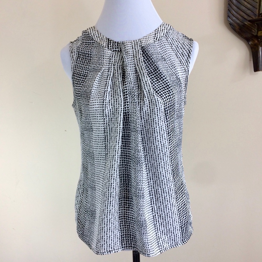 Liz Claiborne Dot Print Tank Style Pleated Blouse